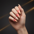 Luxury press-on nails in colorful ombré sunset sorbet style